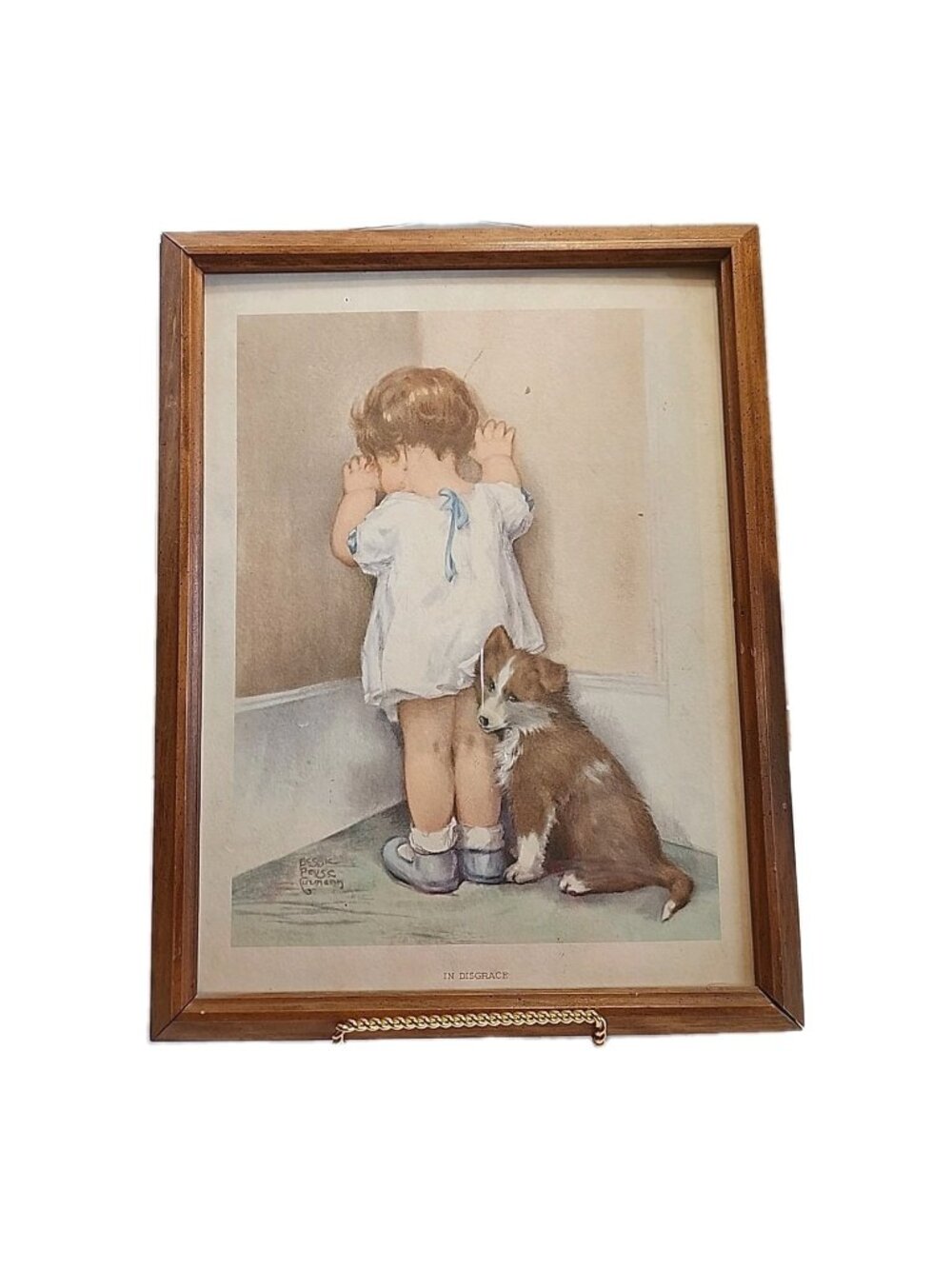 Bessie Pease Gutmann "In Disgrace" Signed Print Copy  16.5"× 12" Child Dog READ